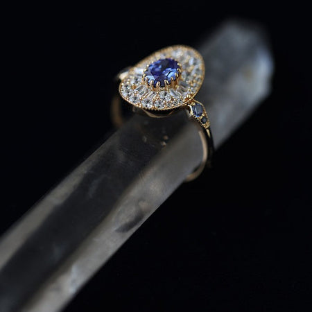 Zurich Blue Zircon Velvet Waves Statement Ring