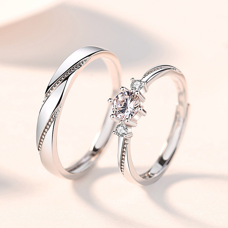 Copper Zircon Couple Open Rings Set