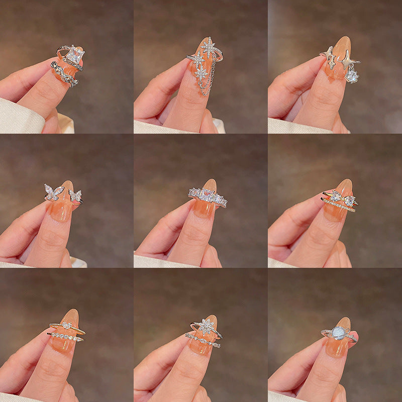 Pearl and Zircon Open Ring in Light Luxury Design