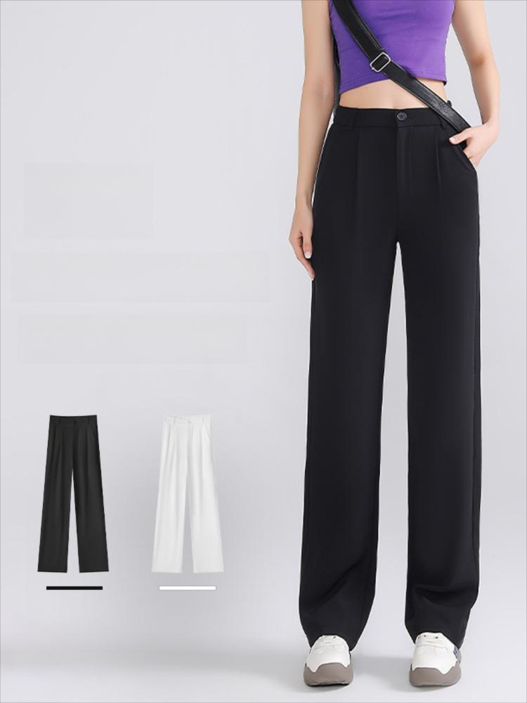 Women’s Ice Silk Wide-Leg Suit Pants High-Waisted Summer Casual Trousers