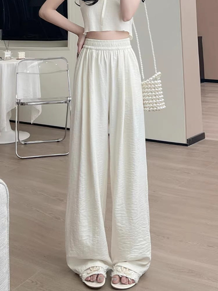 Women’s Ice Silk Wide-Leg Casual Pants Lightweight Summer Trousers