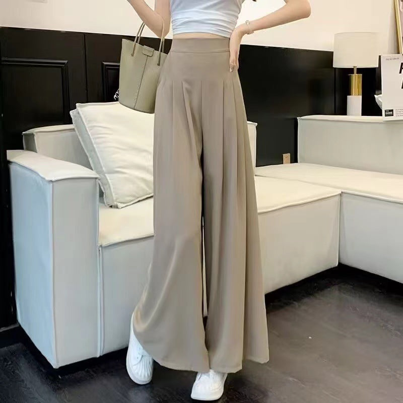 Women’s Ice Silk Wide-Leg Skirt Pants High-Waisted Summer Casual Trousers