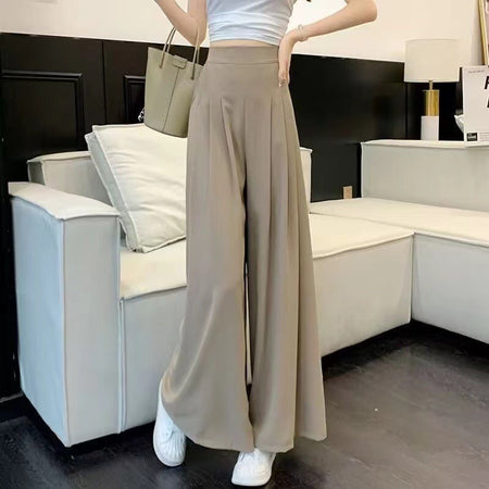 Women’s Ice Silk Wide-Leg Skirt Pants High-Waisted Summer Casual Trousers