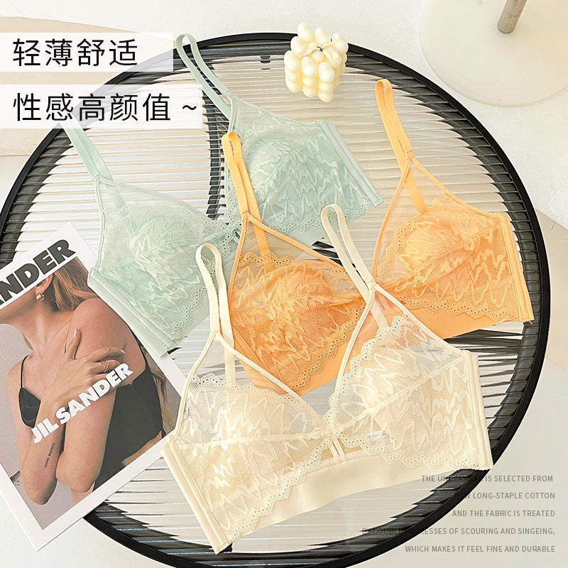 Women’s French Style Lace Wire-Free Seamless Push-Up Bra Bunny