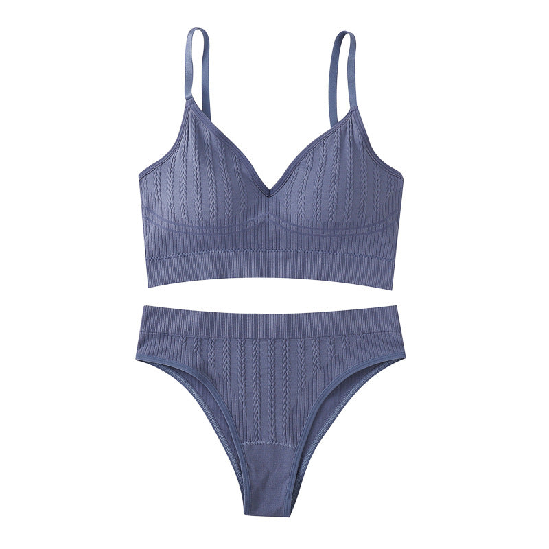 Women’s Beautiful Back Strap Bra Set Wire-Free Push-Up Sports Bralette
