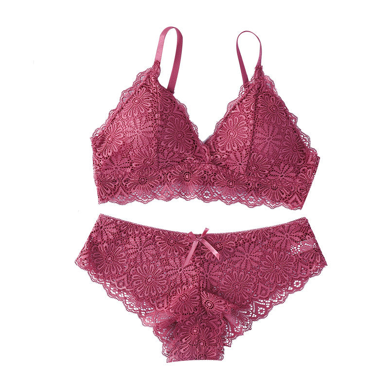 Women’s Lace Sling Bra Set Beautiful Back Soft Breathable Two-Piece Lingerie