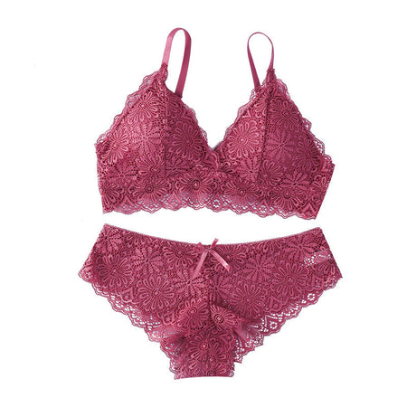 Women’s Lace Sling Bra Set Beautiful Back Soft Breathable Two-Piece Lingerie