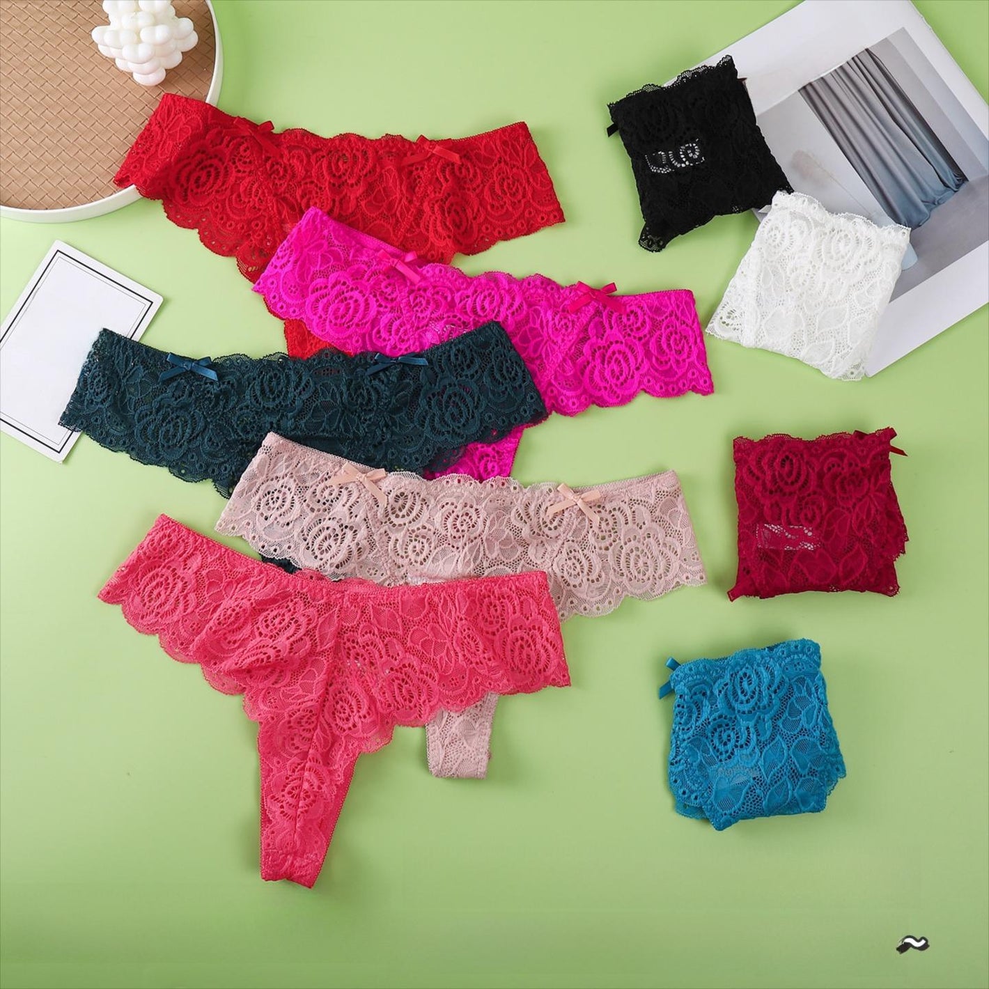 Pack of Women’s Lace Thong Underwear Low-Waist Breathable Sexy Multi-Color Briefs
