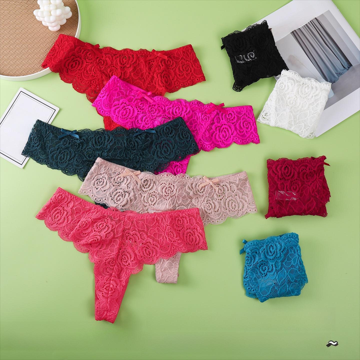 Pack of Women’s Lace Thong Underwear Low-Waist Breathable Sexy Multi-Color Briefs
