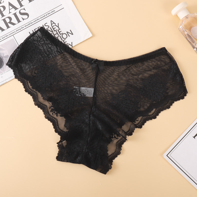 Pack of Women’s Lace Low-Waist Breathable Hollow-Out Briefs Summer Panties  Description: