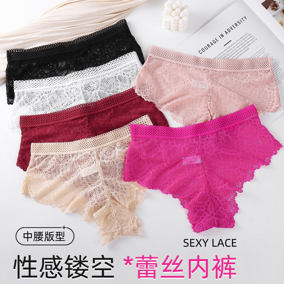 PACK OF 6-Women’s Sheer Lace Hollow-Out Underwear Sexy