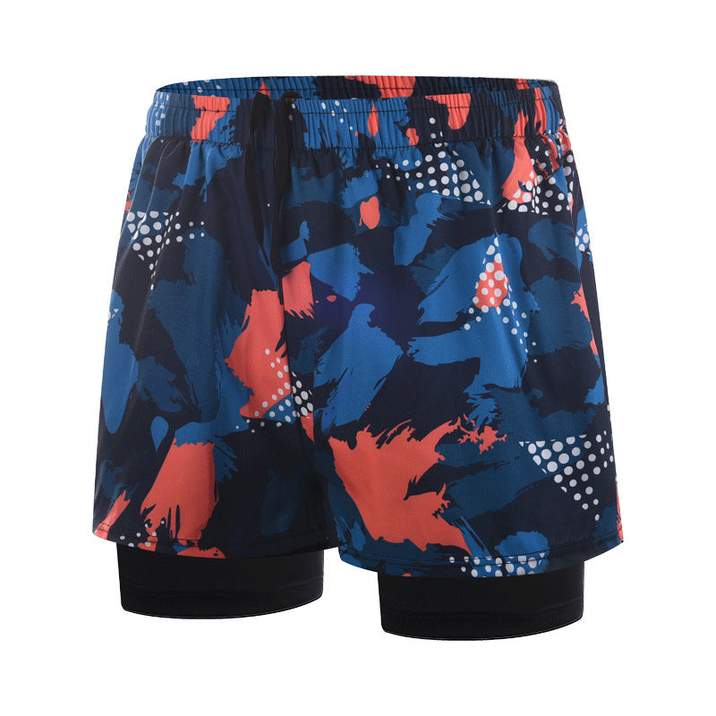 Men's Premium Quick-Drying Double-Layer Printed Swimming Trunks
