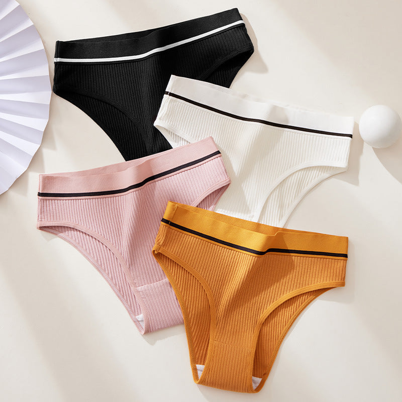 Pack of Women’s Pure Cotton Sports Briefs Solid Color Comfortable Skin-Friendly Underwear