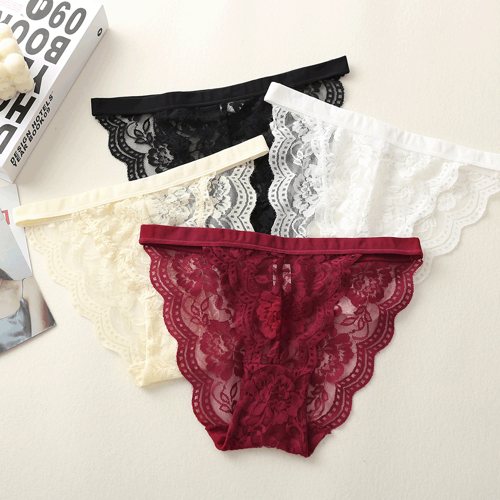 Pack of Women’s Red Zodiac Year Lace Briefs Low-Waist Hollow Sexy Breathable Underwear