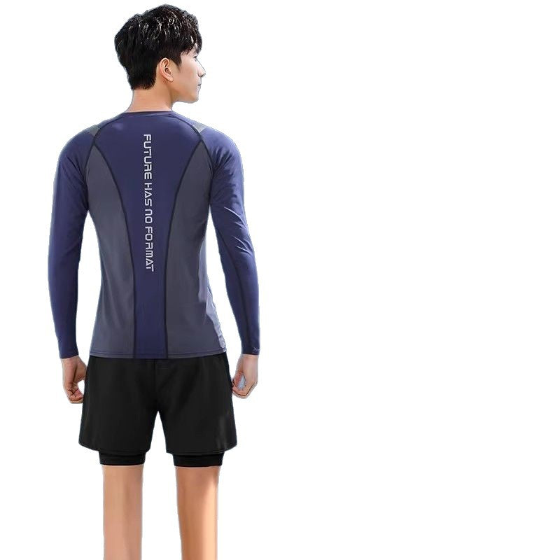 Men's Premium Long-Sleeve Sun-Protection Swimsuit and Trunks Set
