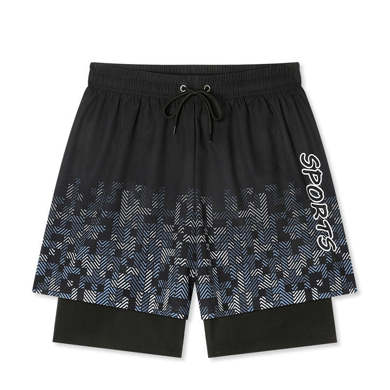 Men's Premium Double-Layer High-End 5-Point Sports Swim Trunks