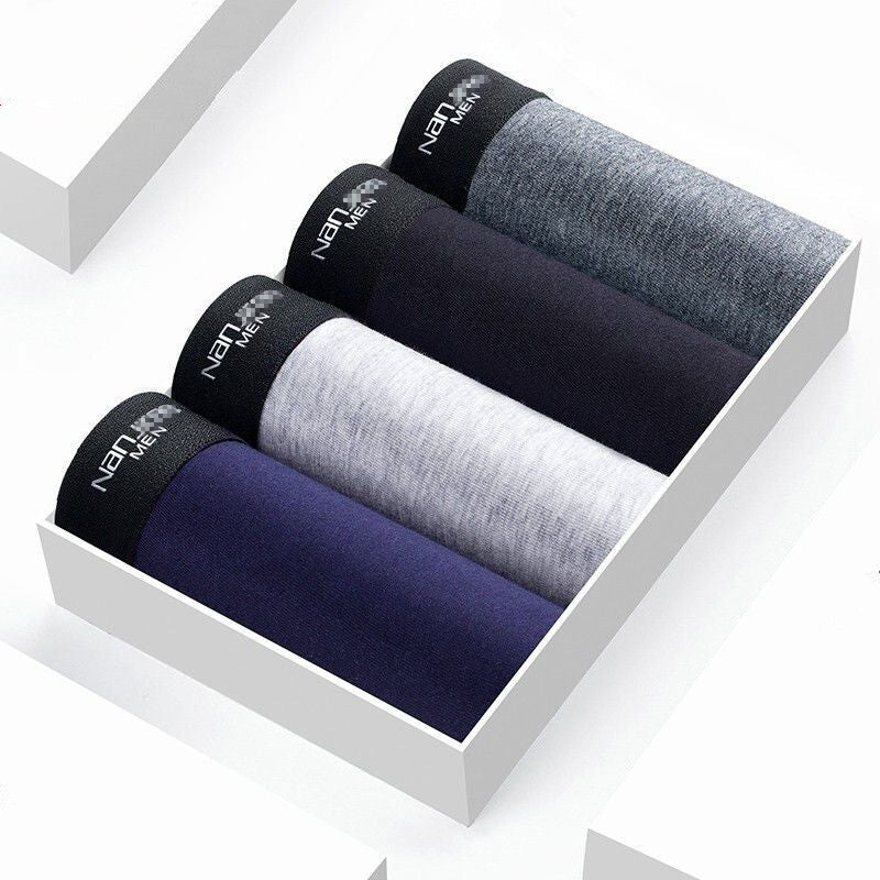 Men's Premium Pure Cotton Antibacterial Boxer Briefs (4-Pack)