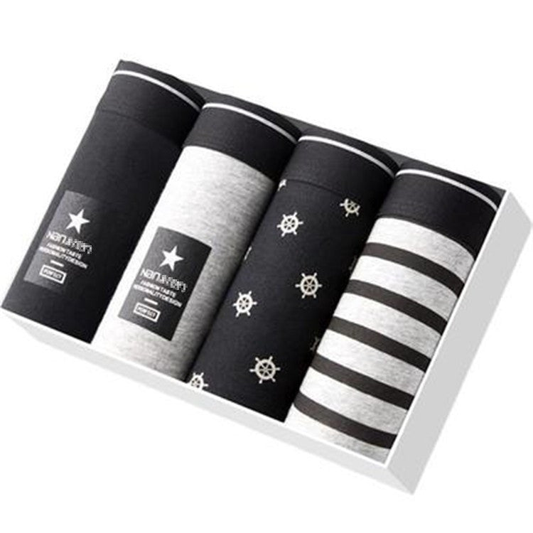 Men's Premium Pure Cotton Breathable Boxer Briefs- 4 pack