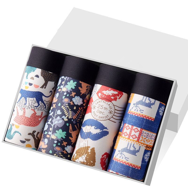 Men's Premium Modal Printed Cartoon Boxer Shorts (4-Pack)