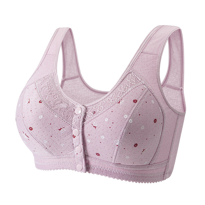 Women's Front Buckle Cotton Vest Bra Plus Size Lightweight Summer