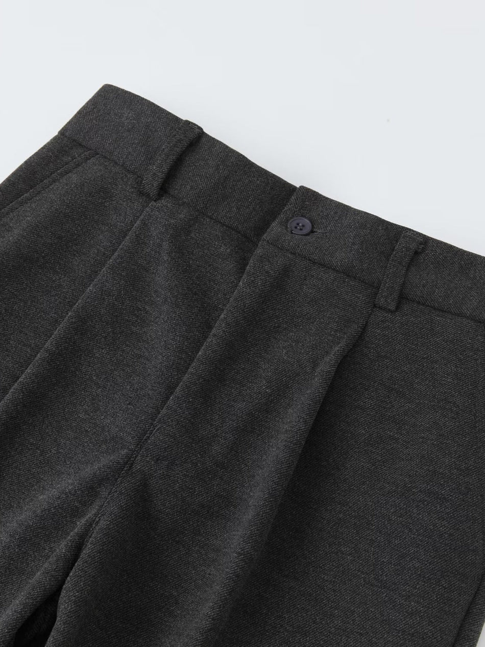 Women's High-Waisted Straight Wide-Leg Drapey Wool Suit Pants