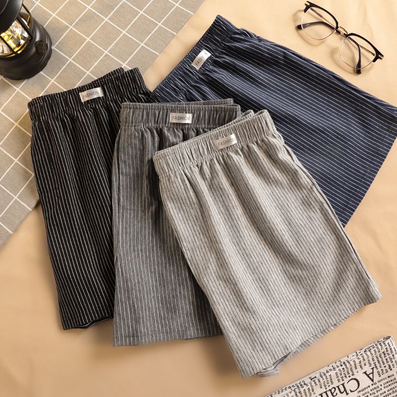 Men's Premium Plus-Size Striped Cotton Home Pants & Boxer Briefs