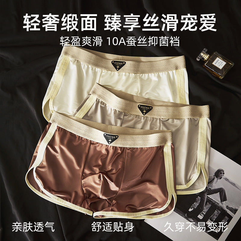 Men's Premium Light Luxury Satin Ice Silk Boxer Briefs- 3 pack