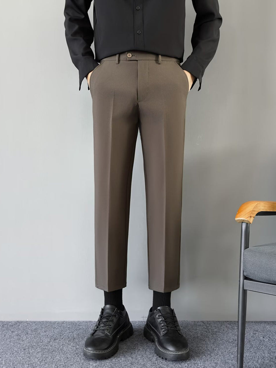 Men’s Slim Fit Business Trousers Wrinkle-Resistant Straight-Leg