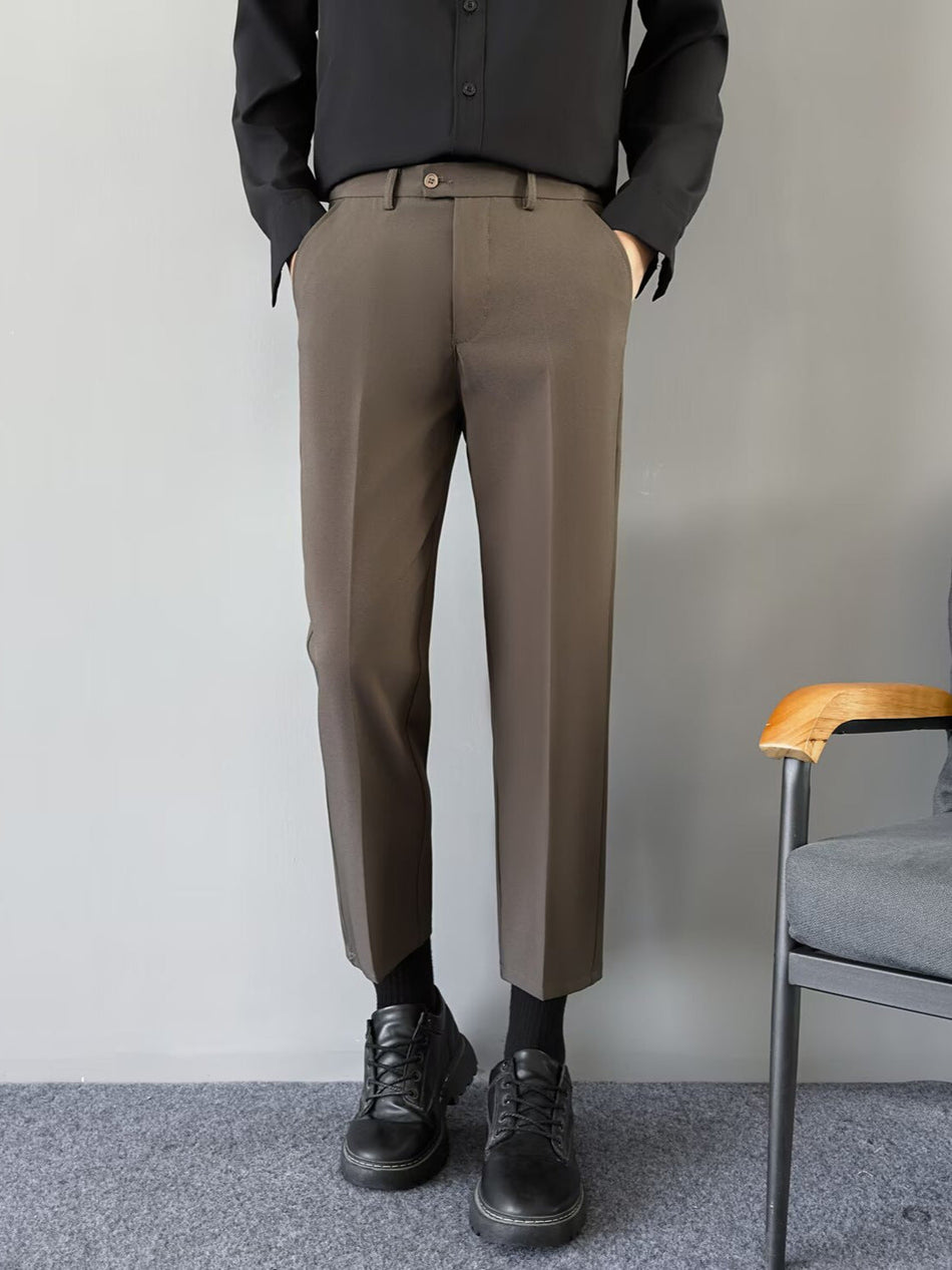 Men’s Slim Fit Business Trousers Wrinkle-Resistant Straight-Leg