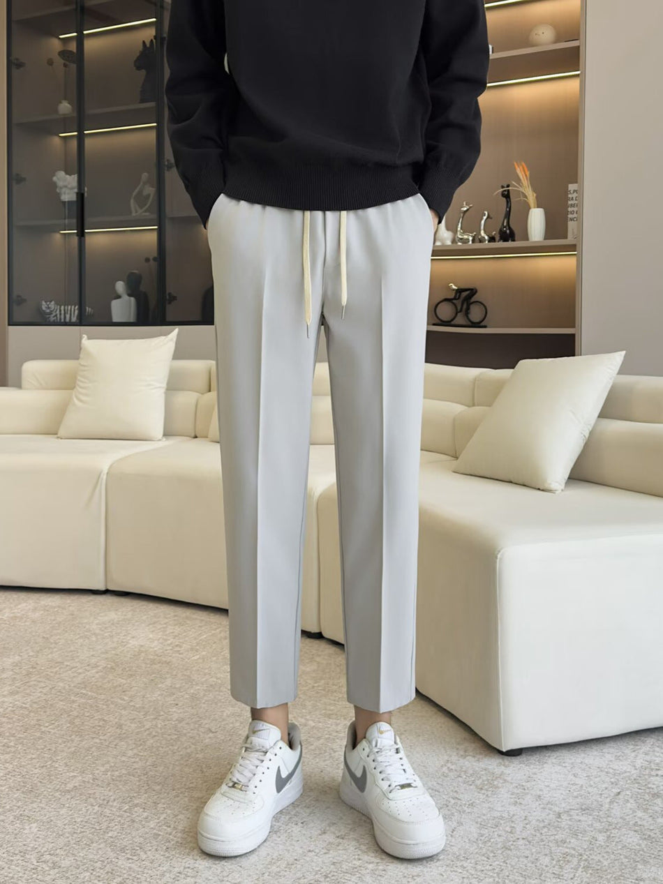 Men’s Cotton-Like Straight-Leg Sports Pants Breathable Loose Fit