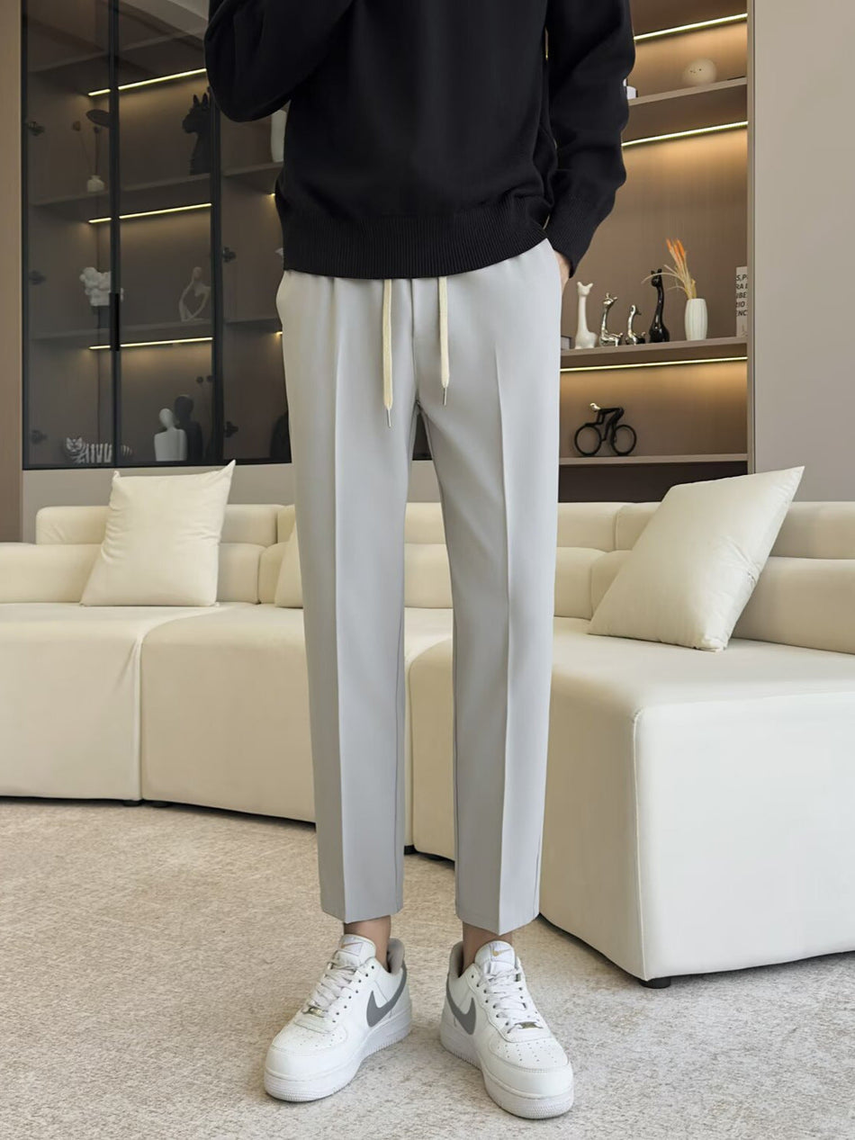 Men’s Cotton-Like Straight-Leg Sports Pants Breathable Loose Fit