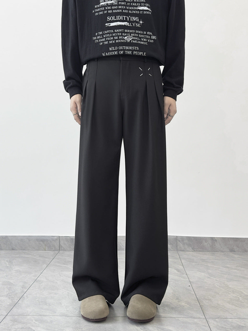 Unisex American Style Wide-Leg Suit Pants Retro Street Rivet