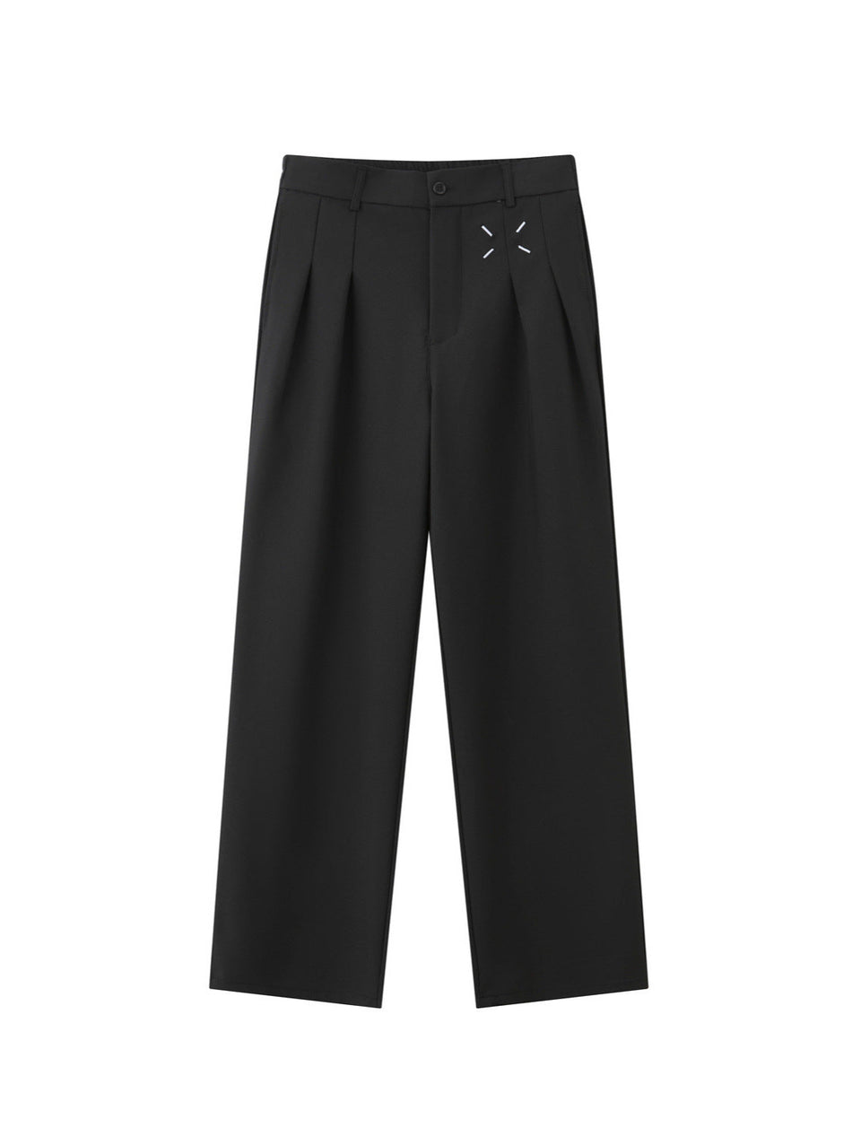 Unisex American Style Wide-Leg Suit Pants Retro Street Rivet