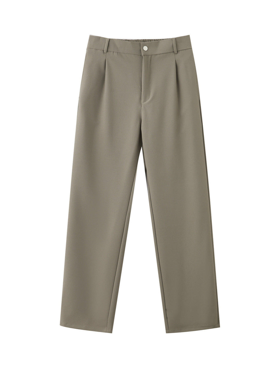 Men’s Loose Wide-Leg Suit Pants Autumn Casual Straight Long