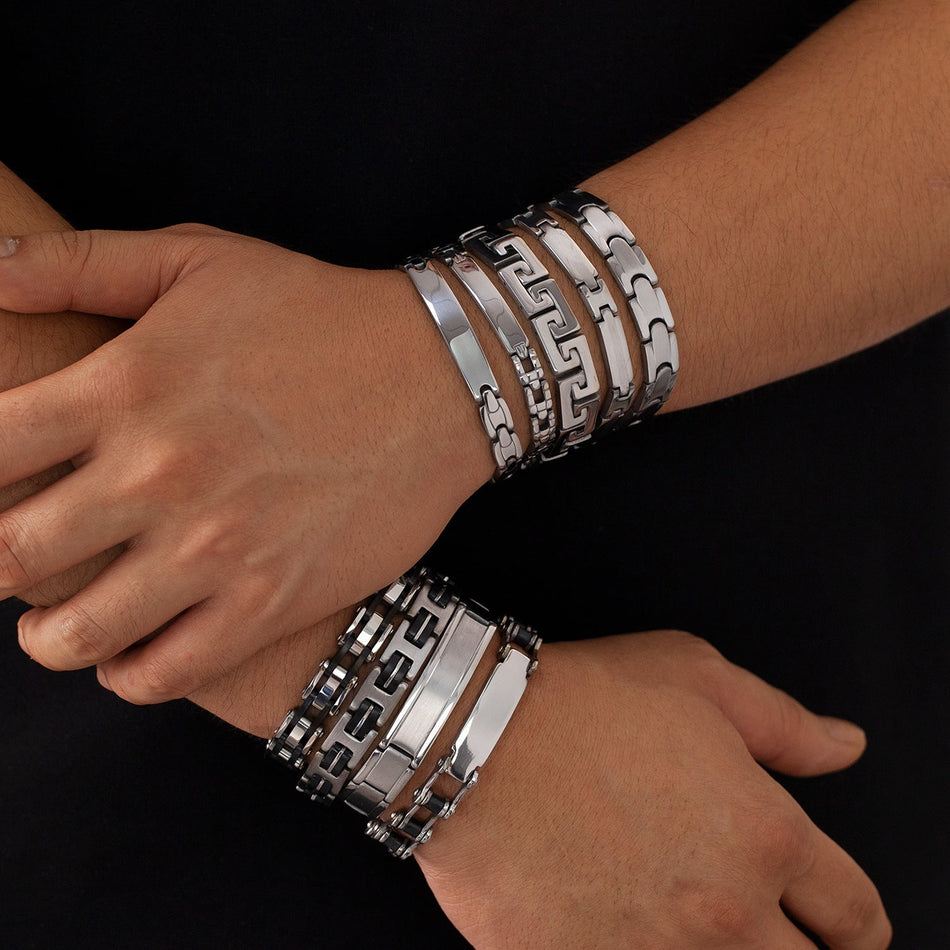 Opk Men's Premium Stainless Steel Hip-Hop Link Bracelet