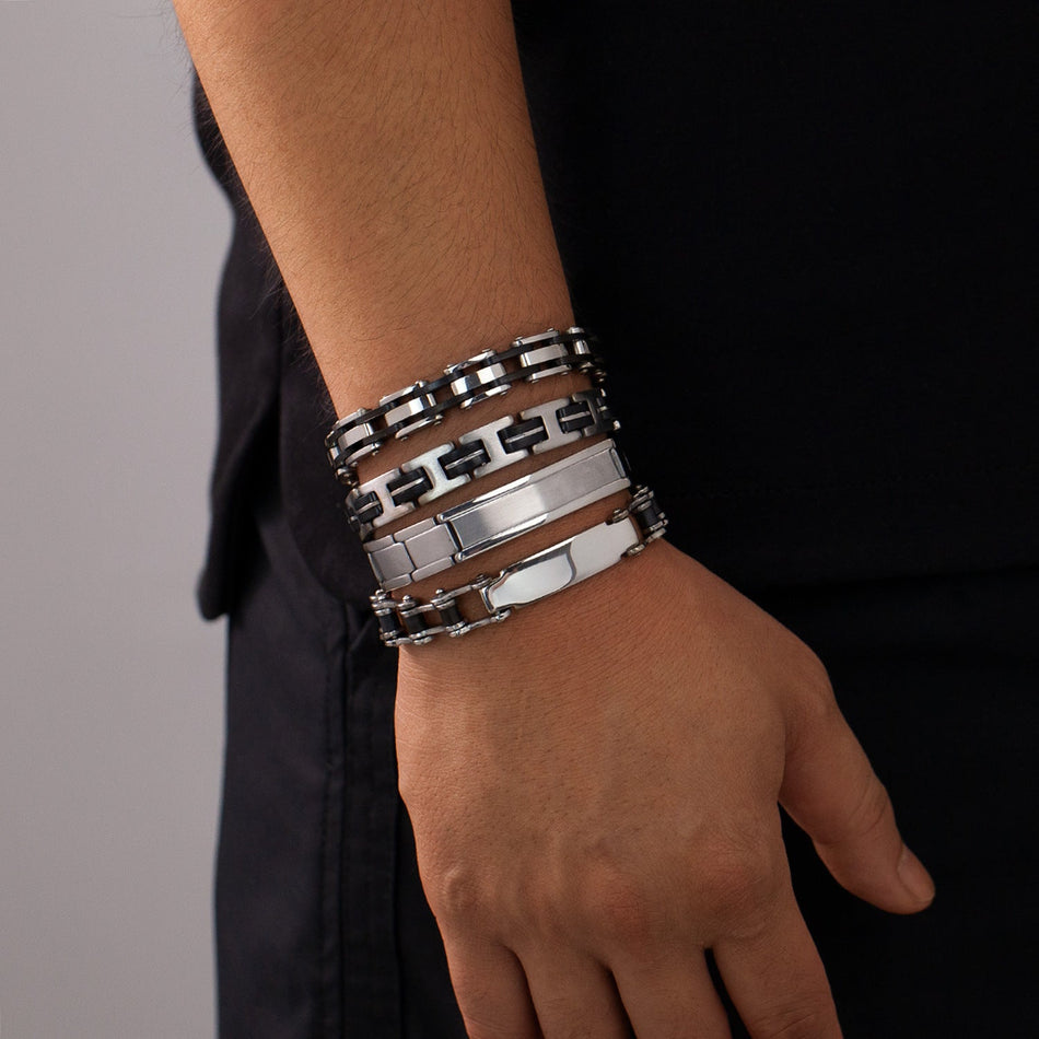 Opk Men's Premium Stainless Steel Hip-Hop Link Bracelet