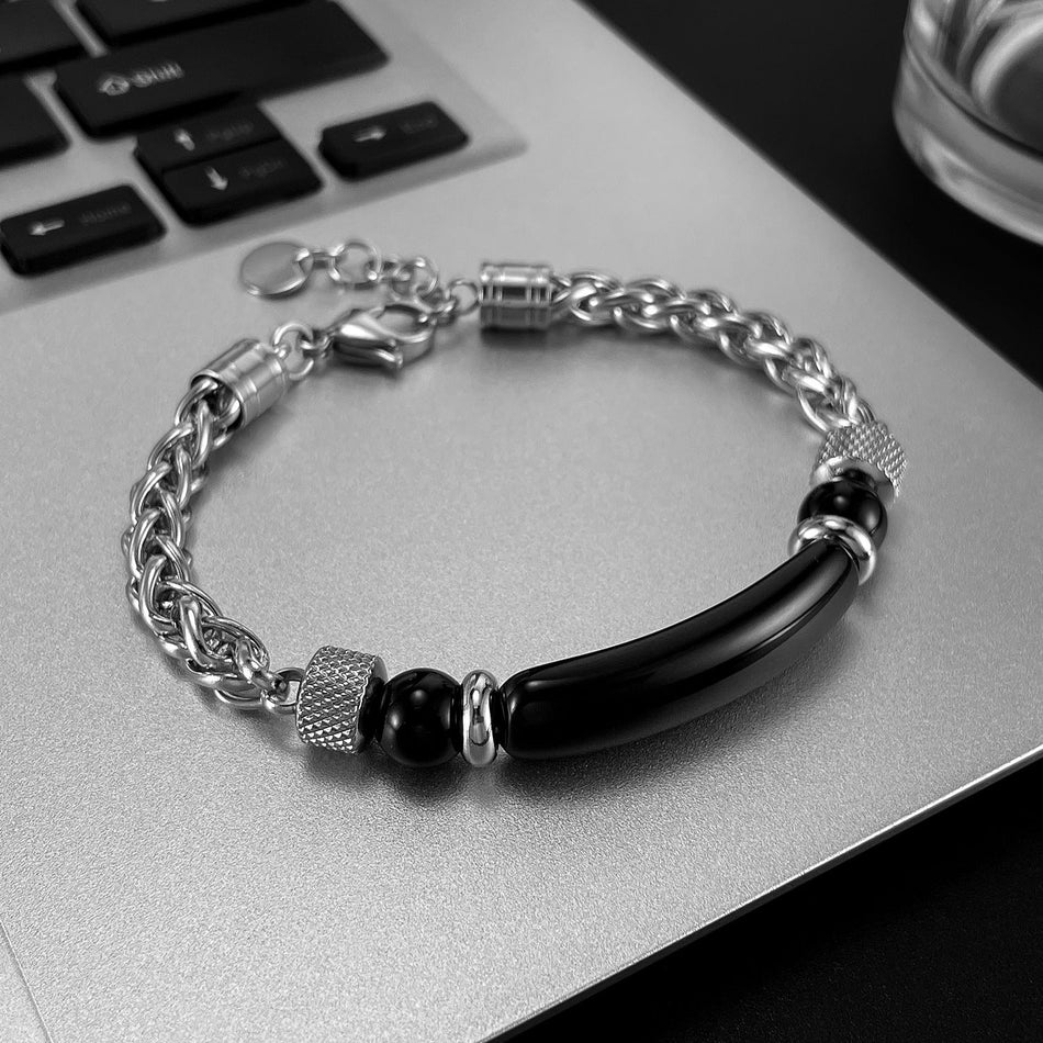 Men's Premium Retro Tiger Eye Stone Stainless Steel Hip-Hop
