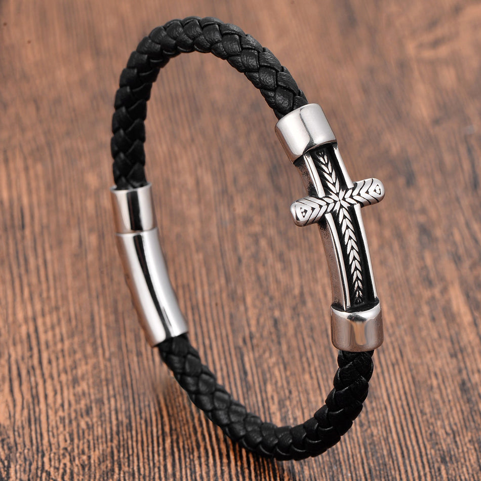 Men's Premium Multi-Layer Handmade Cross Woven Cowhide Leather &