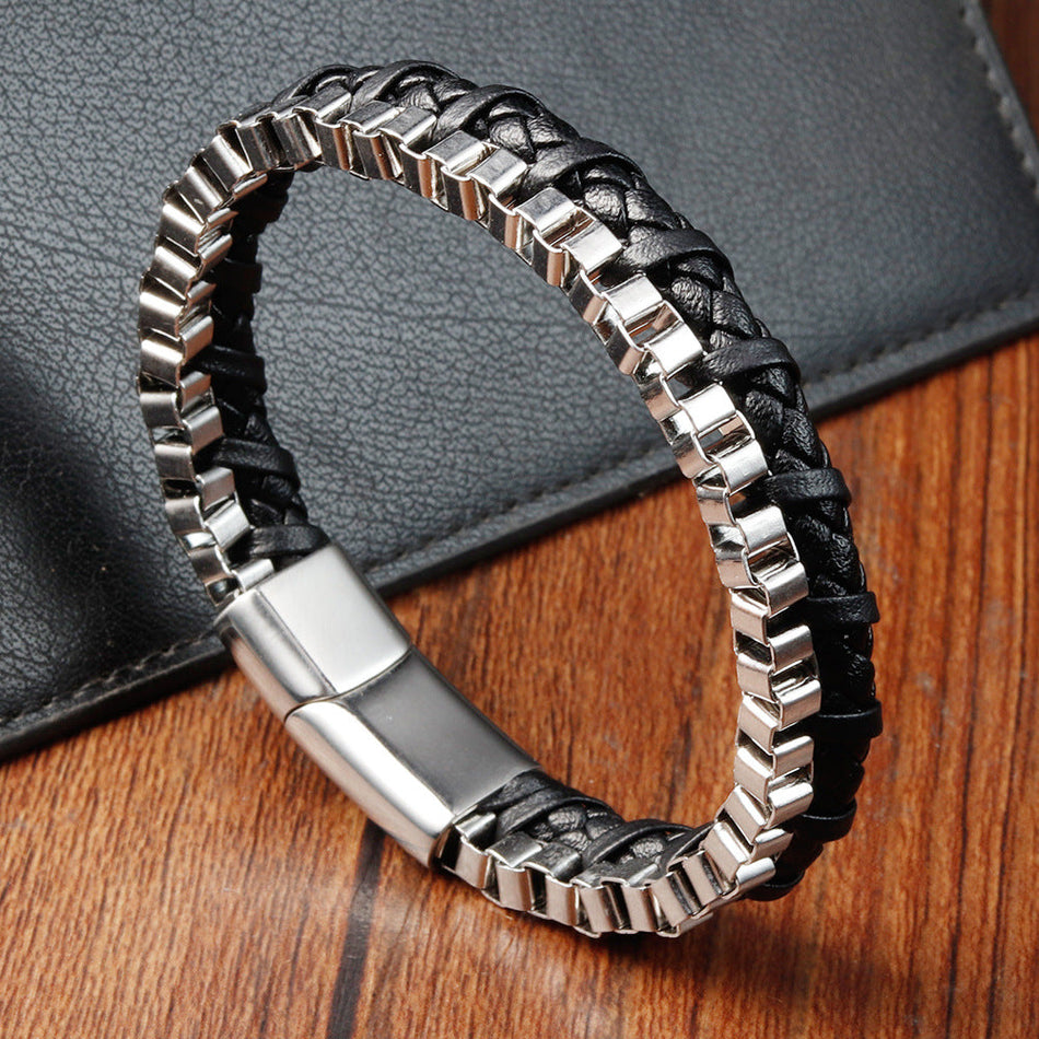 Men's Premium Multi-Layer Handmade Cowhide Leather & Stainless