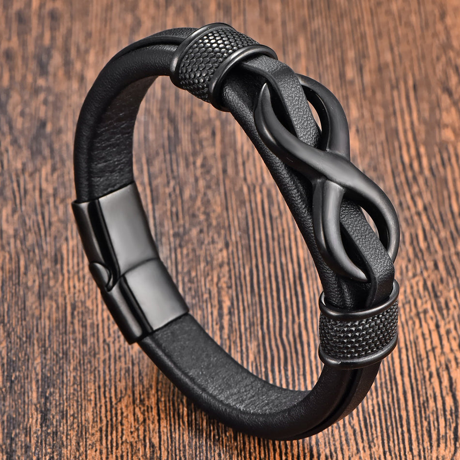 Men's Premium Genuine Cowhide Infinity Figure-Eight Leather
