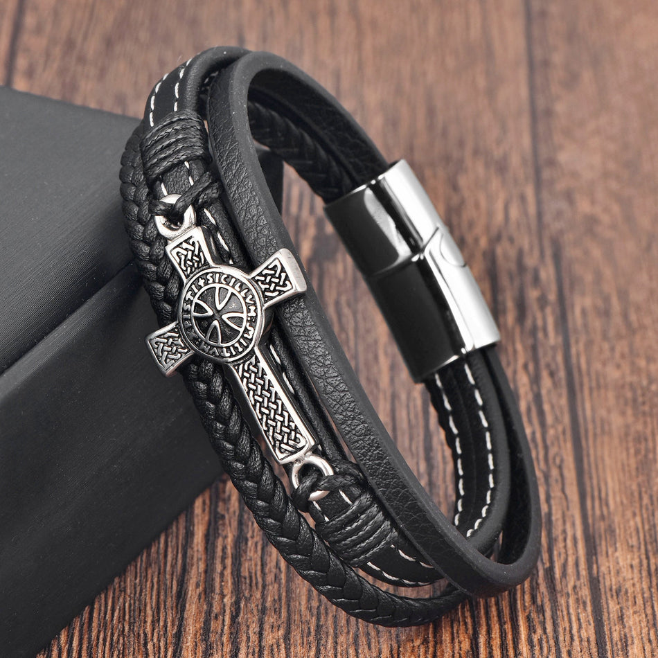 Men's Premium Multi-Layer Handmade Cross Woven Cowhide Leather &