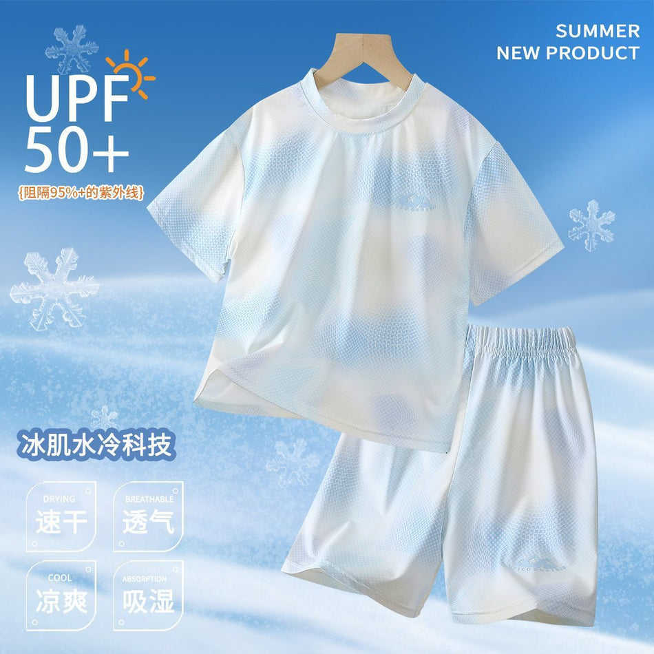 Kids Short Sleeve Shorts Set Breathable Summer Outdoor Sportswear