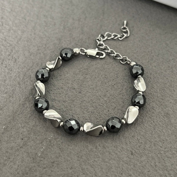 Unisex Premium Black Gallstone Beaded Hip-Hop Statement Bracelet