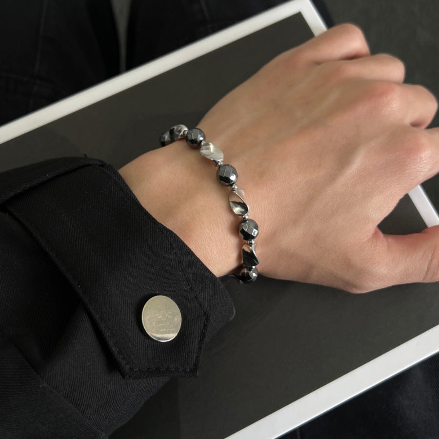 Unisex Premium Black Gallstone Beaded Hip-Hop Statement Bracelet