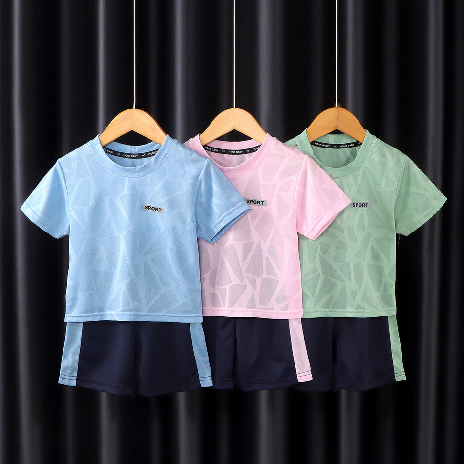 Kids Quick-Dry Sports Set Short Sleeve Shorts Two-Piece Summer