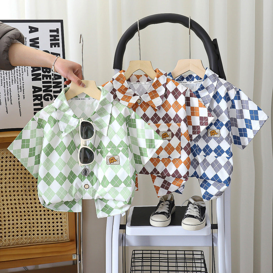 Kids Short Sleeve Shirt Set Spring Summer Casual Homewear