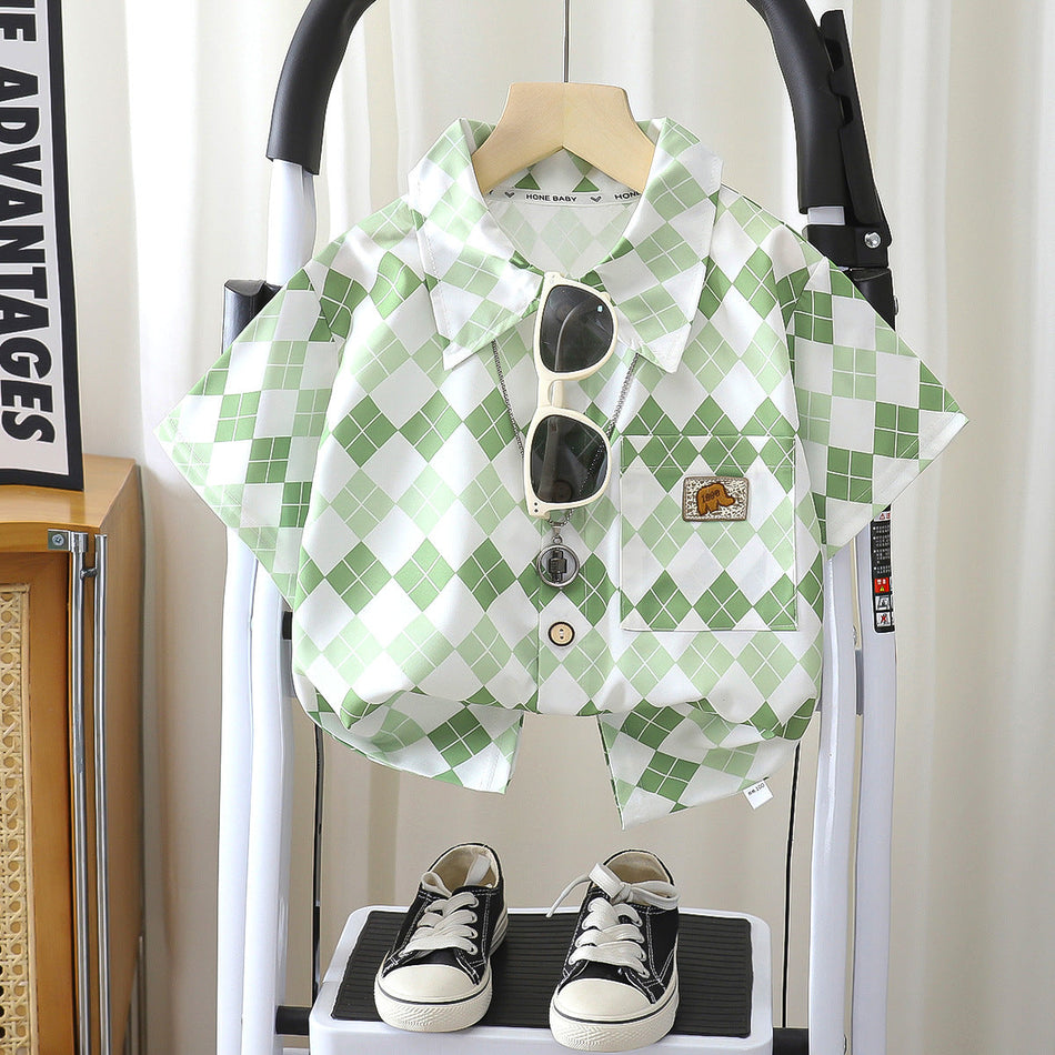 Kids Short Sleeve Shirt Set Spring Summer Casual Homewear