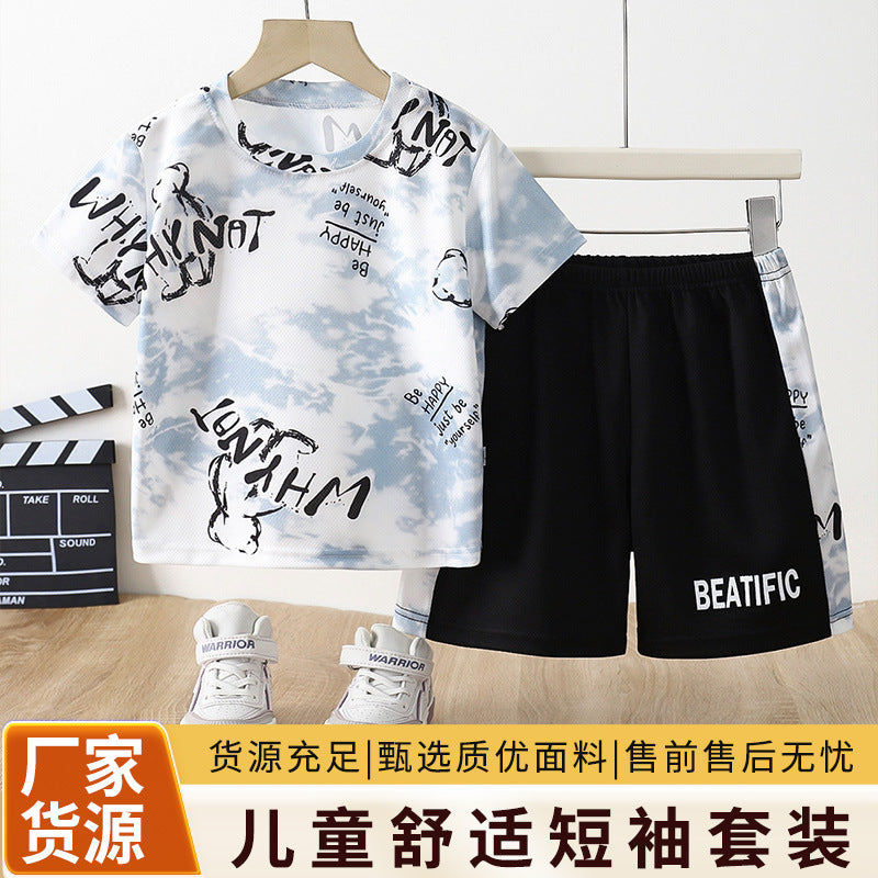 Boys Ice Silk Quick-Dry Sports Set Korean Style Summer Short