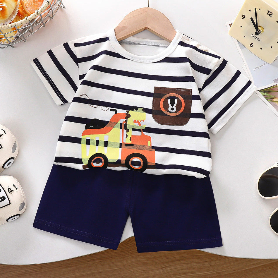 Kids Cotton Short Sleeve Set Boys & Girls Summer T-Shirt Shorts