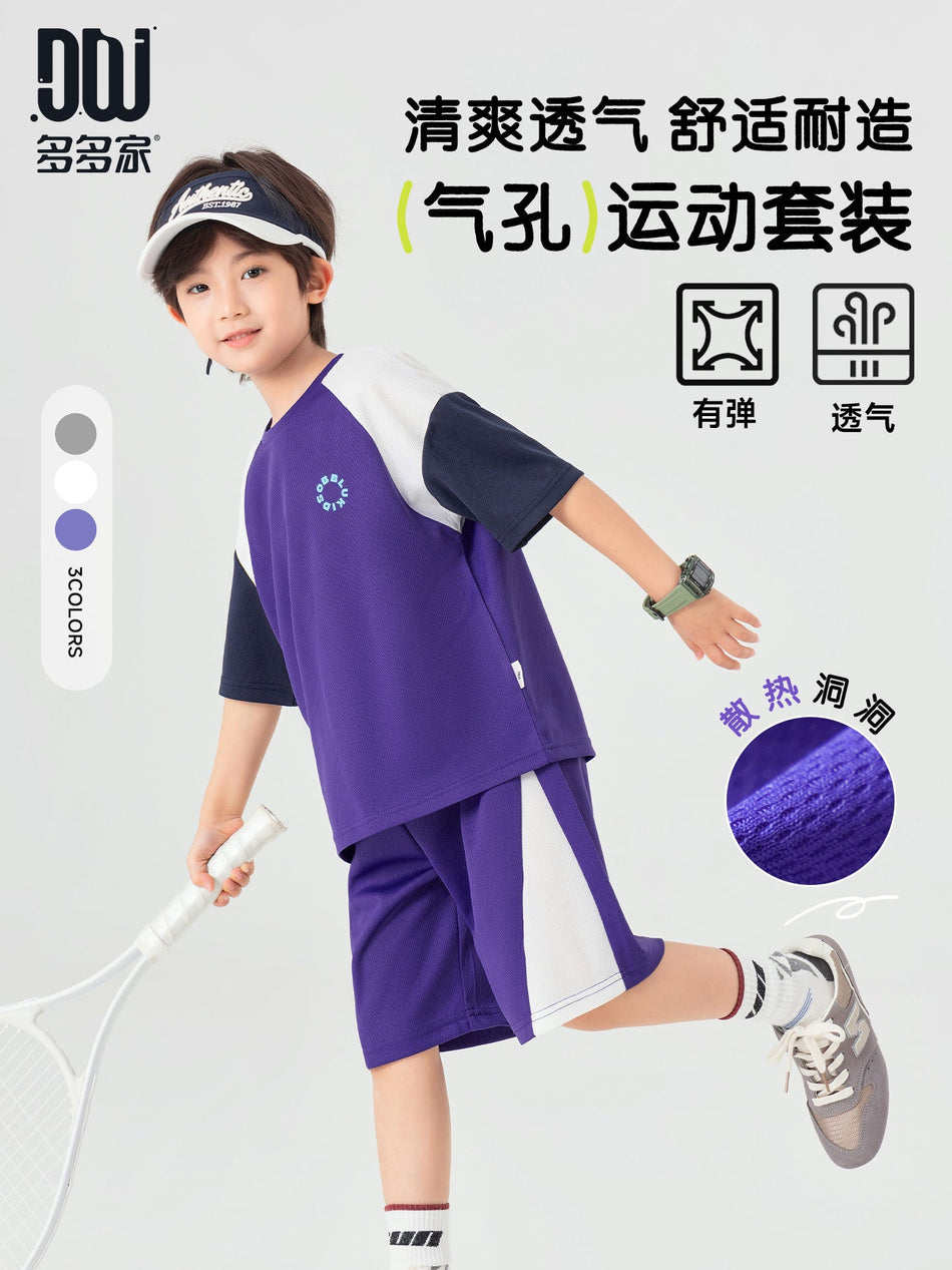 Boys Pure Cotton Academy Style Set Summer Short Sleeve Shorts